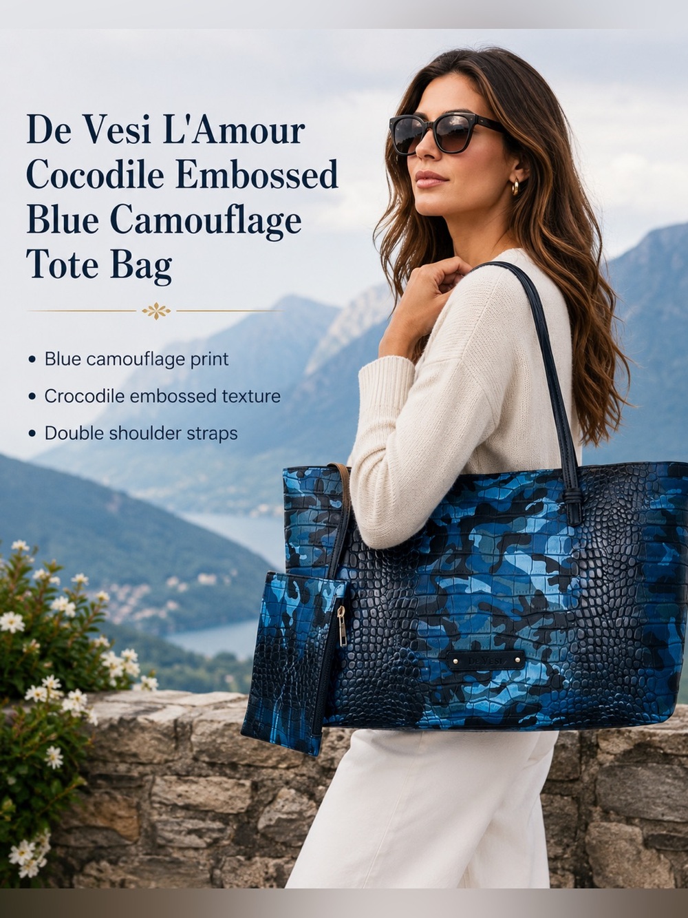De Vesi L'Amour Cocodile Embossed Blue
Camouflage Tote Bag